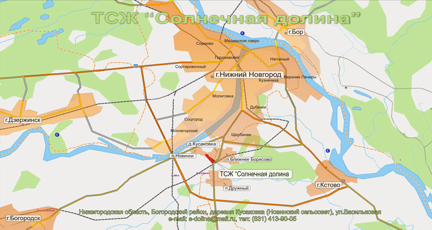 Схема территории привязки к городу
